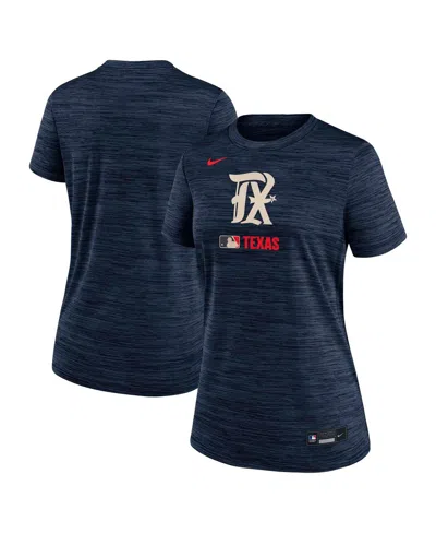 Nike Women's Navy Texas Rangers Authentic Collection City Connect Velocity Performance T-shirt