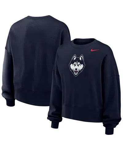 Nike Women's Navy Uconn Huskies Phoenix Fleece Pullover Sweatshirt