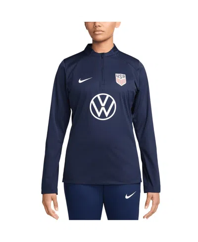 Nike Women's Navy Usmnt 2024 Strike Drill Performance Quarter-zip Pullover Top
