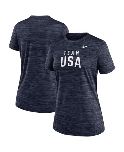 Nike Women's Navy Velocity Performance T-shirt In Blue