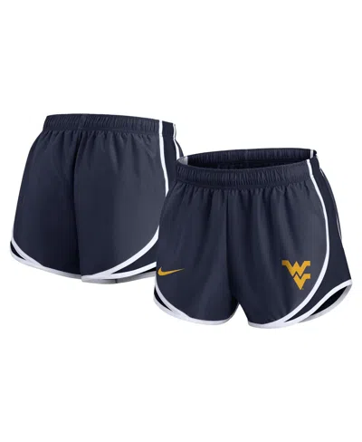 Nike Women's Navy West Virginia Mountaineers Primetime Tempo Performance Shorts In Navy,white