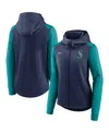 Nike Women's Navy/aqua Seattle Mariners Authentic Collection Baseball Performance Full-zip Hoodie In Navy,aqua