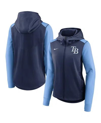 Nike Women's Navy/light Blue Tampa Bay Rays Authentic Collection Baseball Performance Full-zip Hoodie In Navy,light Blue