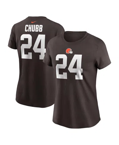 Nike Women's Nick Chubb Brown Cleveland Browns Player Name Number T-shirt