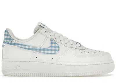 Pre-owned Nike Women's  Air Force 1 Low '07 Essential Gingham Sneakers In White/university Blue In Multi