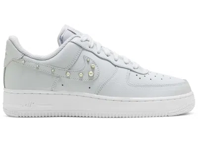 Pre-owned Nike Women's  Air Force 1 Low '07 Se Trnd Pearl Swoosh Sneakers In Pure Platinum/white/metallic Silve