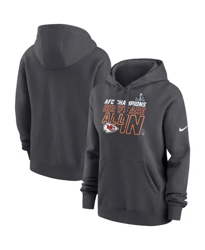 Nike Women's  Anthracite Kansas City Chiefs 2023 Afc Champions Locker Room Trophy Collection Pullover