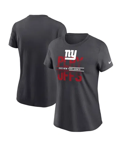 Nike Women's  Anthracite New York Giants 2022 Nfl Playoffs T-shirt