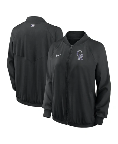 Nike Women's  Black Colorado Rockies Authentic Collection Team Raglan Performance Full-zip Jacket