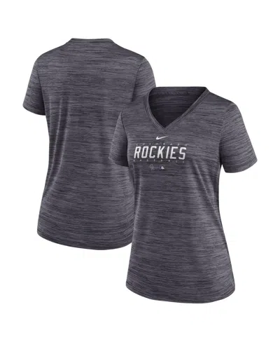 Nike Women's  Black Colorado Rockies Authentic Collection Velocity Practice Performance V-neck T-shir