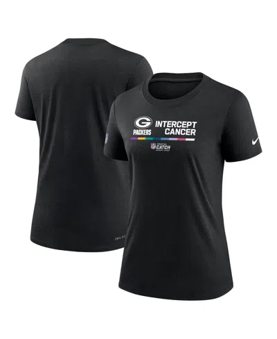 Nike Women's  Black Green Bay Packers 2022 Nfl Crucial Catch Performance T-shirt