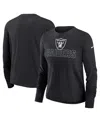 Nike Women's  Black Las Vegas Raiders High Hip Performance Long Sleeve T-shirt In Black