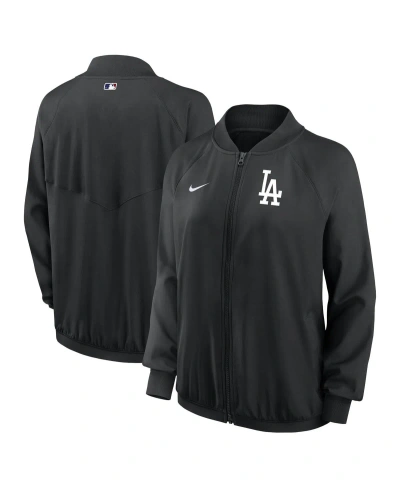 Nike Women's  Black Los Angeles Dodgers Authentic Collection Team Raglan Performance Full-zip Jacket