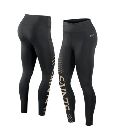 Nike Women's  Black New Orleans Saints Yard Line Crossover Leggings