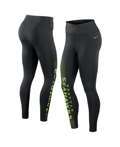 Nike Women's  Black Seattle Seahawks Yard Line Crossover Leggings