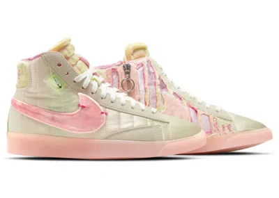 Pre-owned Nike Women's  Blazer Mid Rebel Spring Festival Sneakers In Coconut Milk White/pink Tint/bright Green