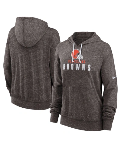 Nike Women's  Brown Distressed Cleveland Browns Plus Size Gym Vintage-like Pullover Hoodie