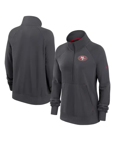 Nike Women's  Charcoal San Francisco 49ers Premium Raglan Performance Half-zip Sweatshirt