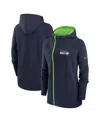 Nike Women's  College Navy Seattle Seahawks Asymmetrical Raglan Full-zip Hoodie In Navy