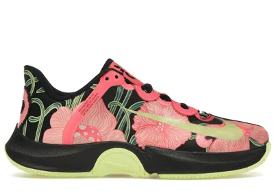 Pre-owned Nike Women's  Court Air Zoom Gp Turbo Hc Premium Naomi Osaka Art Nouveau Floral Sneakers In Black/hot