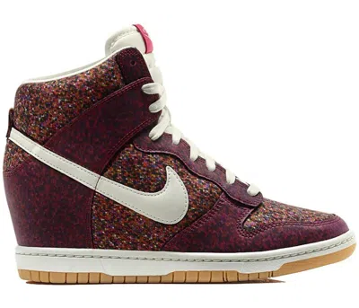 Pre-owned Nike Women's  Dunk Sky Hi Liberty Of London Digital Floral Sneakers In Pink Force/sail Gum Yellow