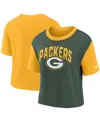 Nike Women's  Gold, Green Green Bay Packers High Hip Fashion T-shirt In Gold,green