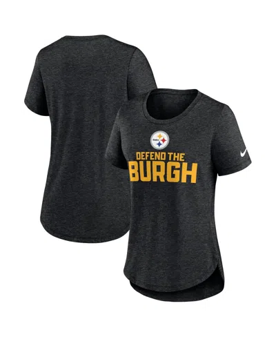 Nike Women's  Heather Black Pittsburgh Steelers Local Fashion Tri-blend T-shirt