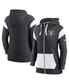 Nike Heather Black/white Las Vegas Raiders Plus Size Monaco Full-zip Lightweight Hoodie In Heathered Black,white
