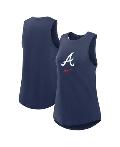 Nike Women's  Navy Atlanta Braves Legacy Icon High Neck Fashion Tank Top