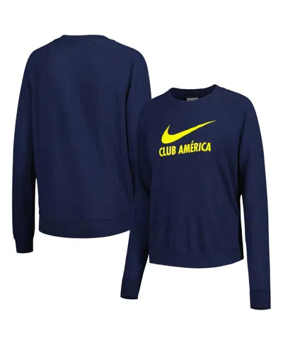 Nike Women's  Navy Club America Lockup Varsity Tri-blend Raglan Pullover Sweatshirt