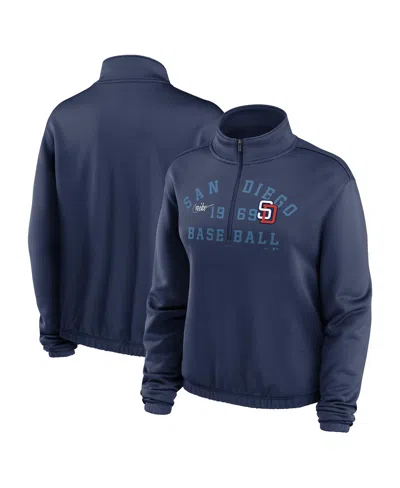 Nike Women's  Navy San Diego Padres Rewind Splice Half-zip Sweatshirt
