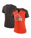 Nike Women's  Orange, Brown Cleveland Browns Impact Exceed Performance Notch Neck T-shirt In Orange,brown