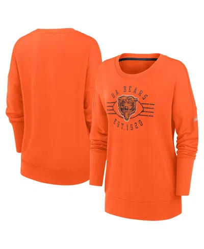 NIKE WOMEN'S NIKE ORANGE CHICAGO BEARS REWIND PLAYBACK ICON PERFORMANCE PULLOVER SWEATSHIRT