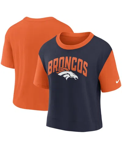 Nike Women's Fashion (nfl Denver Broncos) High-hip T-shirt In Orange,navy