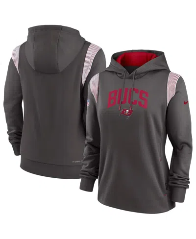Nike Women's  Pewter Tampa Bay Buccaneers Sideline Stack Performance Pullover Hoodie