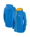 Nike Women's  Powder Blue Los Angeles Chargers Asymmetrical Raglan Full-zip Hoodie In Powder Blue
