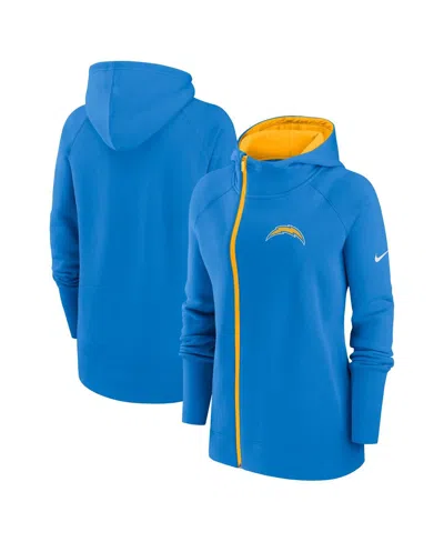 Nike Women's  Powder Blue Los Angeles Chargers Asymmetrical Raglan Full-zip Hoodie