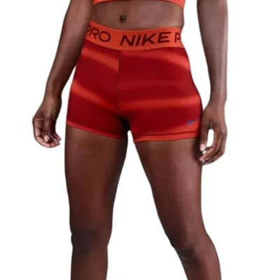 Nike Women's  Pro Ih7636-633 Shorts Red 3" Inseam Mid Rise Training Jax865