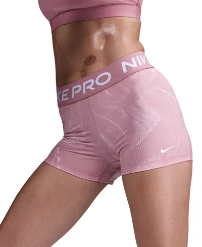 Nike Women's  Pro Printed Jacquard-waistband Shorts In Black,whit