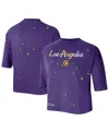 Nike Women's  Purple Los Angeles Lakers Courtside Splatter Cropped T-shirt In Purple