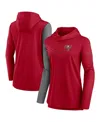 Nike Women's  Red And Heathered Charcoal Tampa Bay Buccaneers Chevron Hoodie Performance Long Sleeve In Red,heathered Charcoal