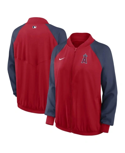 Nike Women's  Red Los Angeles Angels Authentic Collection Team Raglan Performance Full-zip Jacket