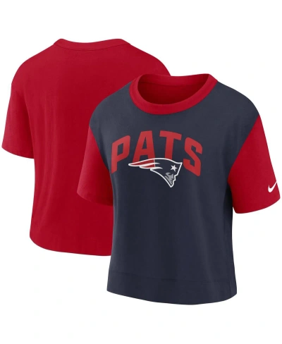 Nike Women's  Red, Navy New England Patriots High Hip Fashion T-shirt In Red,navy