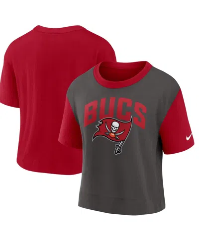 Nike Women's  Red, Pewter Tampa Bay Buccaneers High Hip Fashion T-shirt In Red,pewter