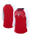 Nike Women's  Red, White St. Louis Cardinals Knockout Arch 3/4-sleeve Raglan Tri-blend T-shirt In Red,white