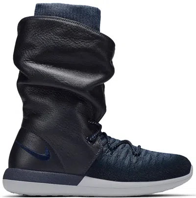 Pre-owned Nike Women's  Roshe Two Hi Flyknit Sneakers In College Navy/squadron Blue/wolf Grey In Multi