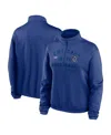 Nike Royal Chicago Cubs Rewind Splice Half-zip Semi-cropped Bubble Hem Sweatshirt In Royal
