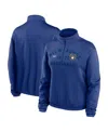 Nike Royal Milwaukee Brewers Rewind Splice Half-zip Semi-cropped Bubble Hem Sweatshirt In Royal