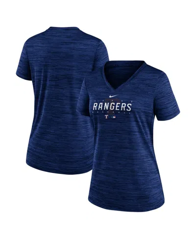 Nike Women's  Royal Texas Rangers Authentic Collection Velocity Practice Performance V-neck T-shirt