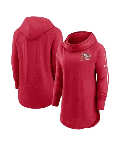 Nike Women's  Scarlet San Francisco 49ers Minimal Statement Raglan Funnel Neck Pullover Hoodie